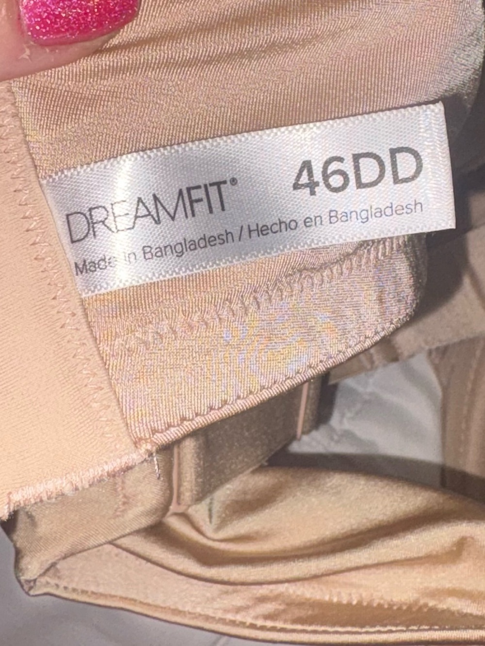dreamfit bra t shirt underwire 46DD nude tan beige - Picture 4 of 5